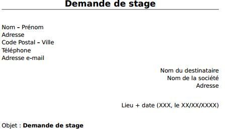 demande de stage lettre pdf