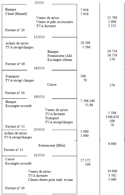 comptabilisation facture dans le journal